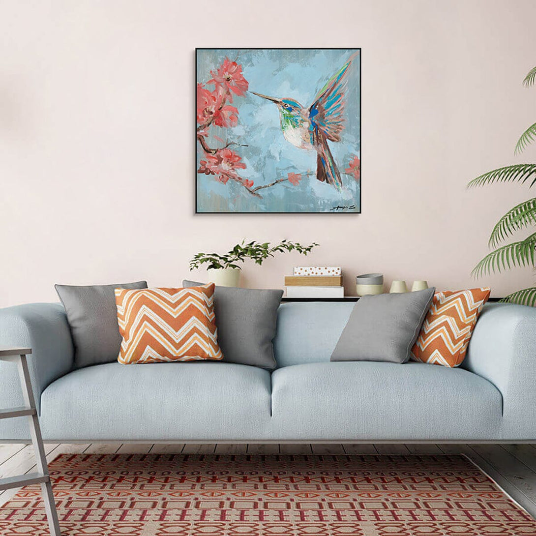 Blossom Flight – Hummingbird with Pink Flowers #K5716 Painting artwepaint 