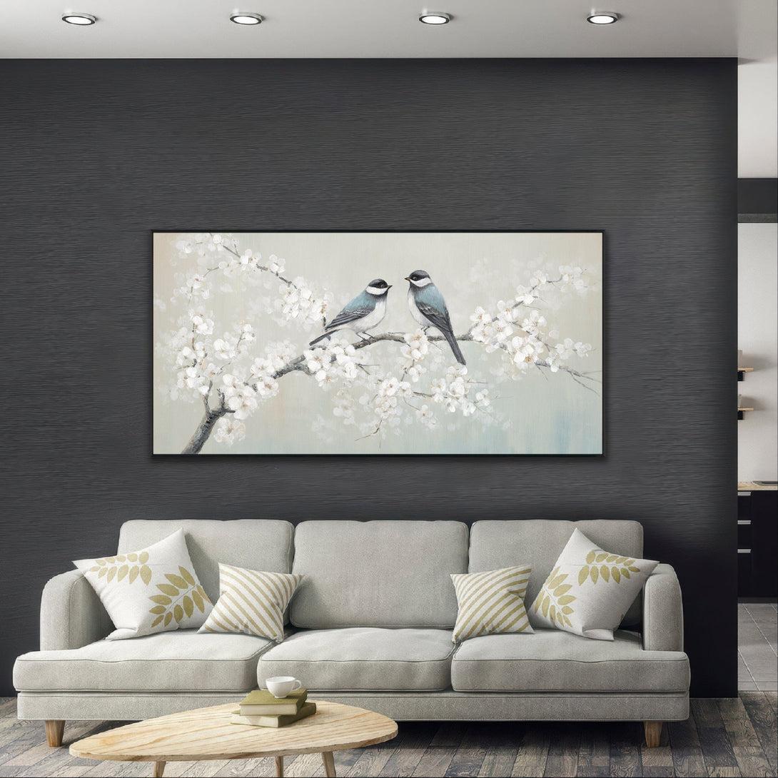 Blossom Whispers - Two Birds on Branch #M3772 Painting artwepaint 