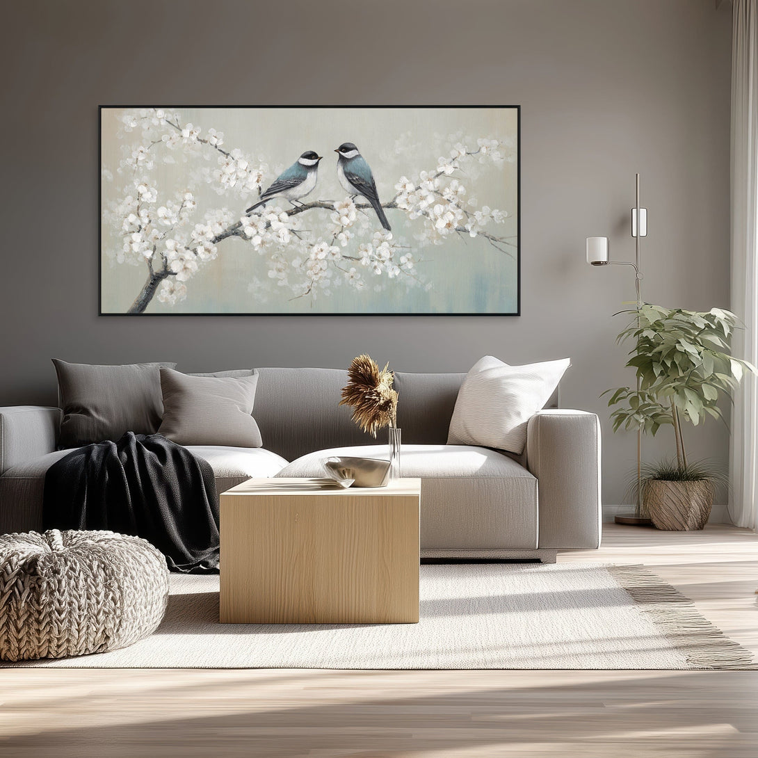 Blossom Whispers - Two Birds on Branch #M3772 Painting artwepaint 