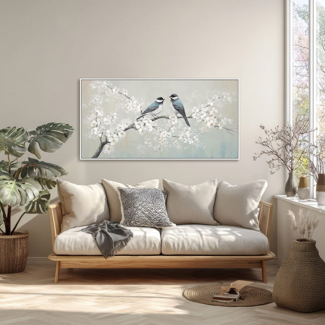 Blossom Whispers - Two Birds on Branch #M3772 Painting artwepaint 