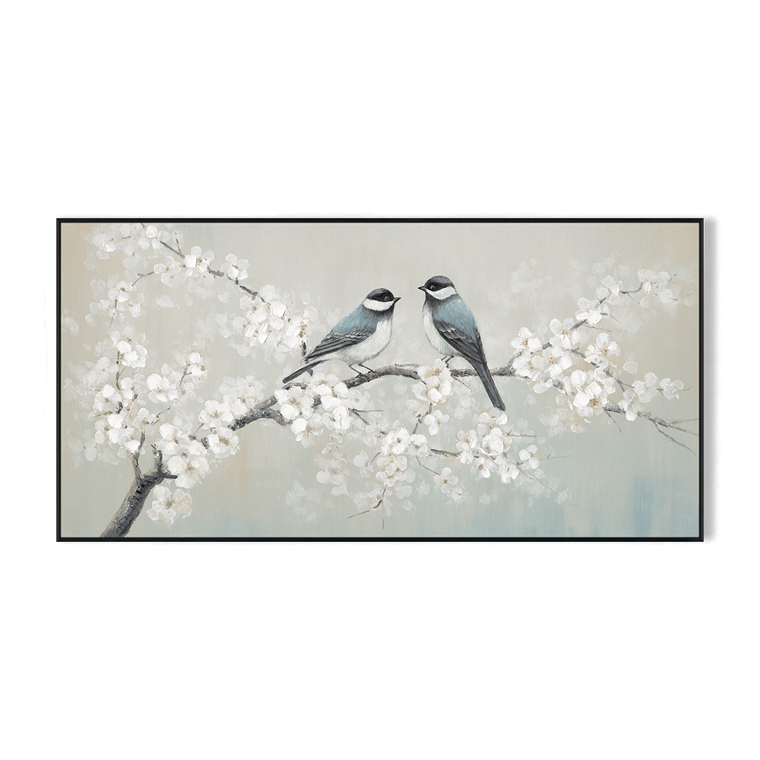 Blossom Whispers - Two Birds on Branch #M3772 Painting artwepaint 