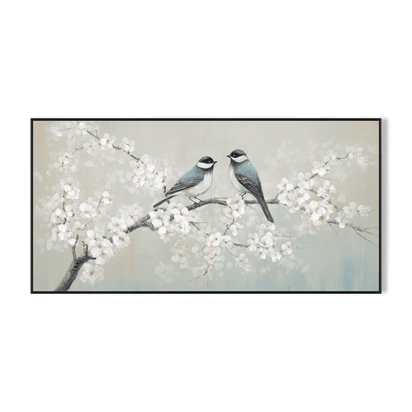 Blossom Whispers - Two Birds on Branch #M3772 Painting artwepaint 