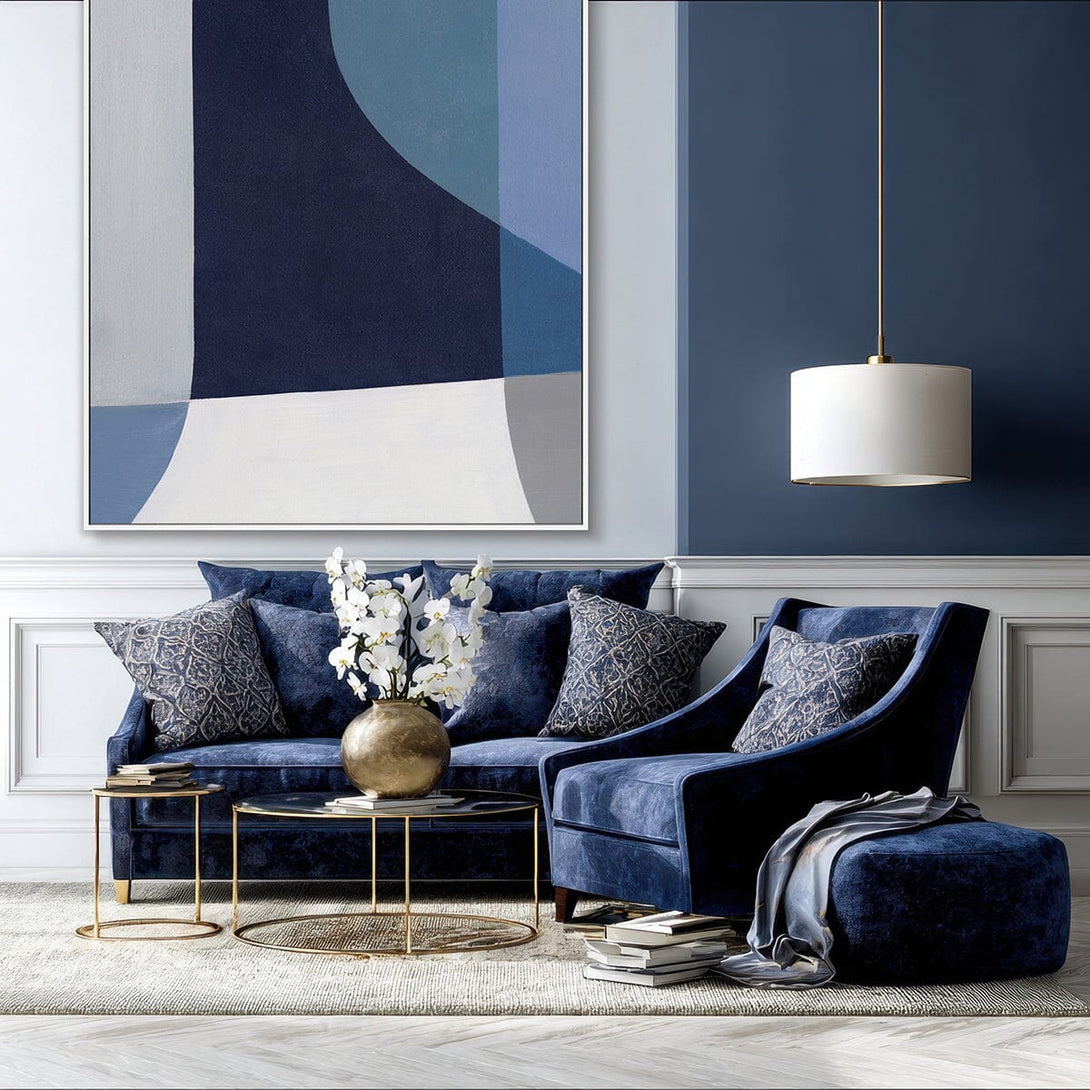 Blue Curve - Minimalist Geometric Abstract Painting#L5583 Painting artwepaint 