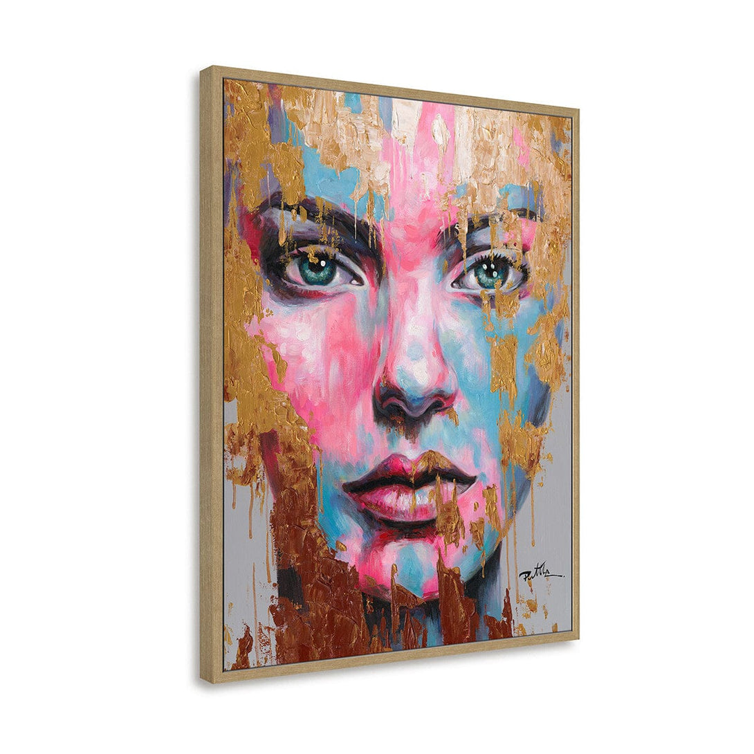 Blue Grace - Pink & Gold Abstract Face#M0097 Painting artwepaint 