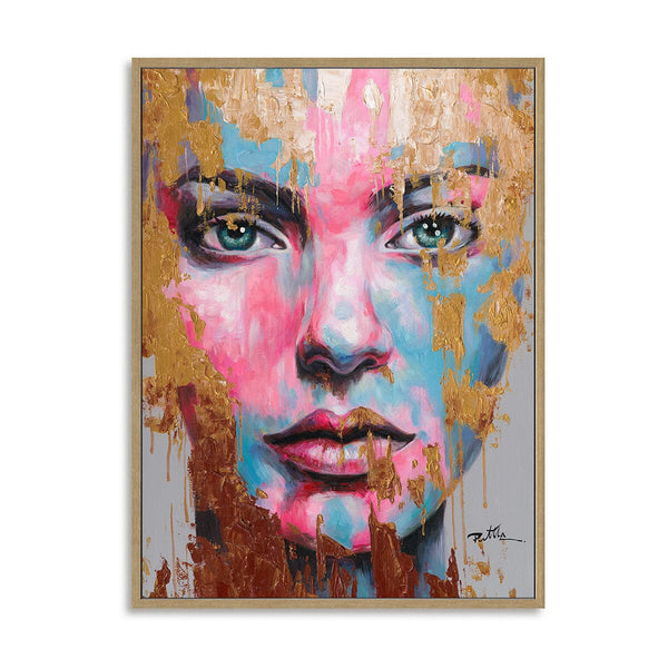 Blue Grace - Pink & Gold Abstract Face#M0097 Painting artwepaint 