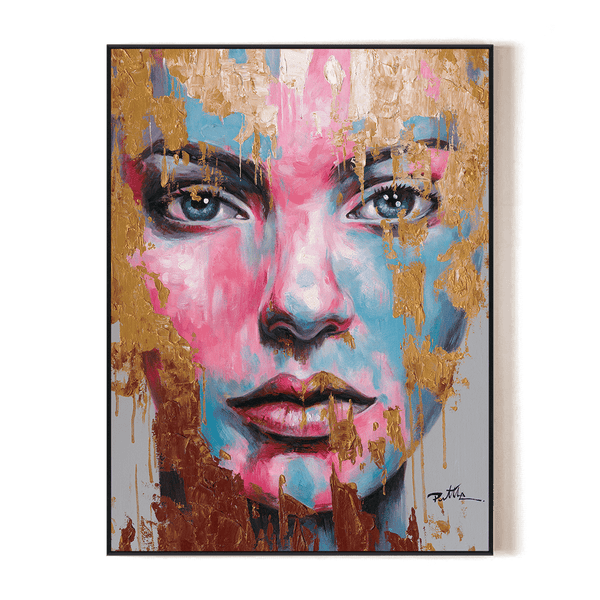 Blue Grace - Pink & Gold Abstract Face#M0097 Painting artwepaint 