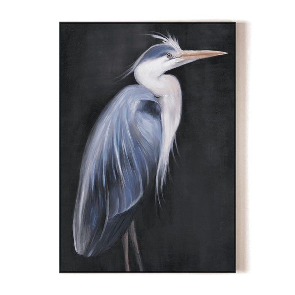 Blue Plumage Gaze - Heron Oil Painting #M4572 Painting artwepaint 