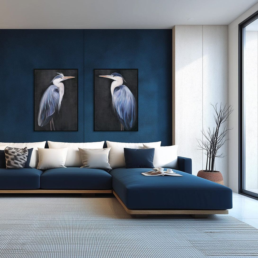 Blue Plumage Gaze - Heron Oil Painting #M4572 Painting artwepaint 