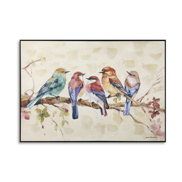 Branch Chatter - Five Birds Oil Painting#M6929 Painting artwepaint 