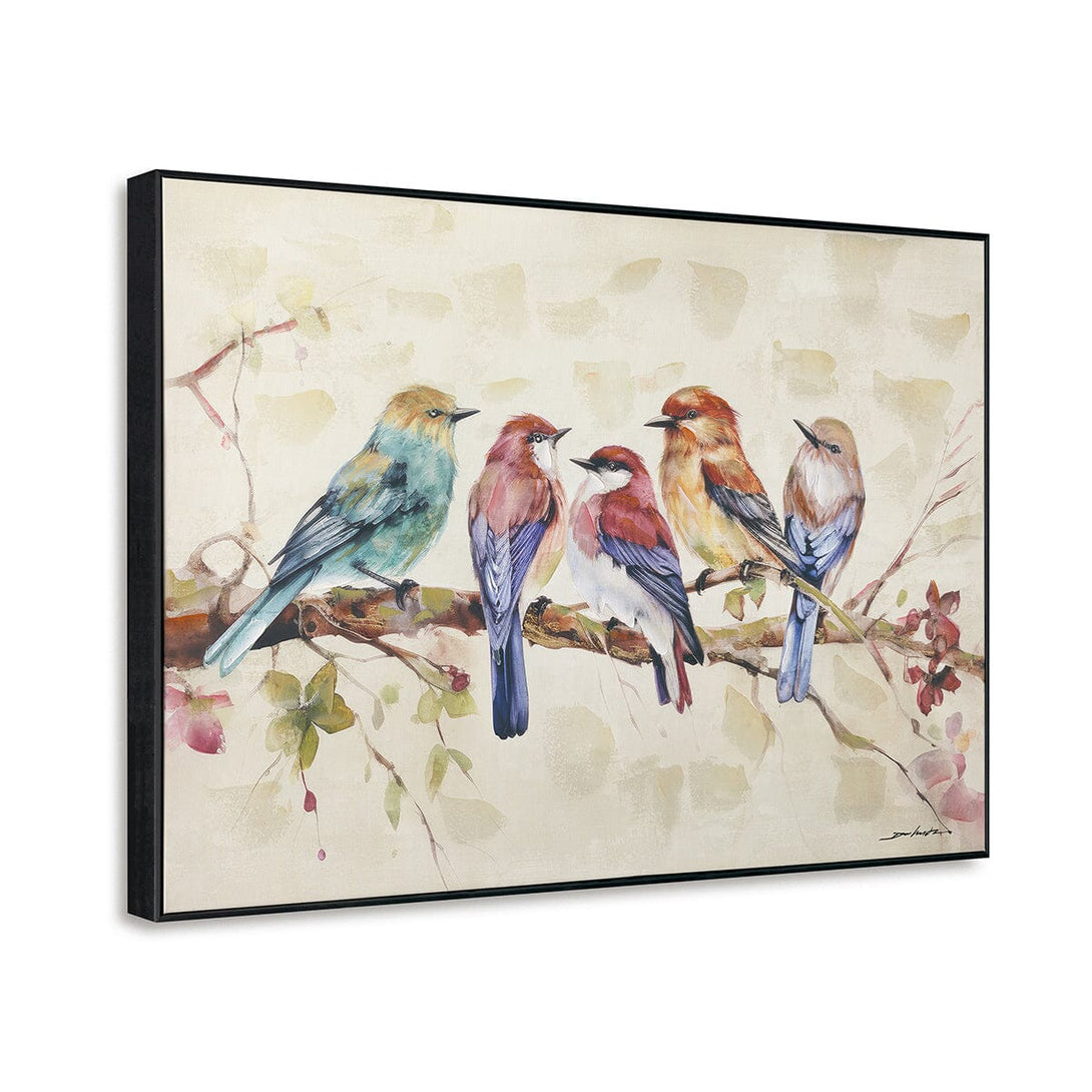 Branch Chatter - Five Birds Oil Painting#M6929 Painting artwepaint 