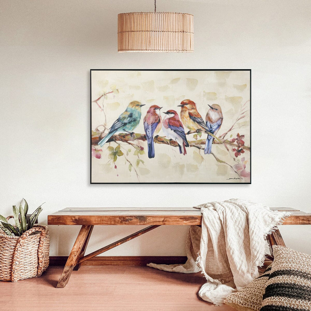 Branch Chatter - Five Birds Oil Painting#M6929 Painting artwepaint 