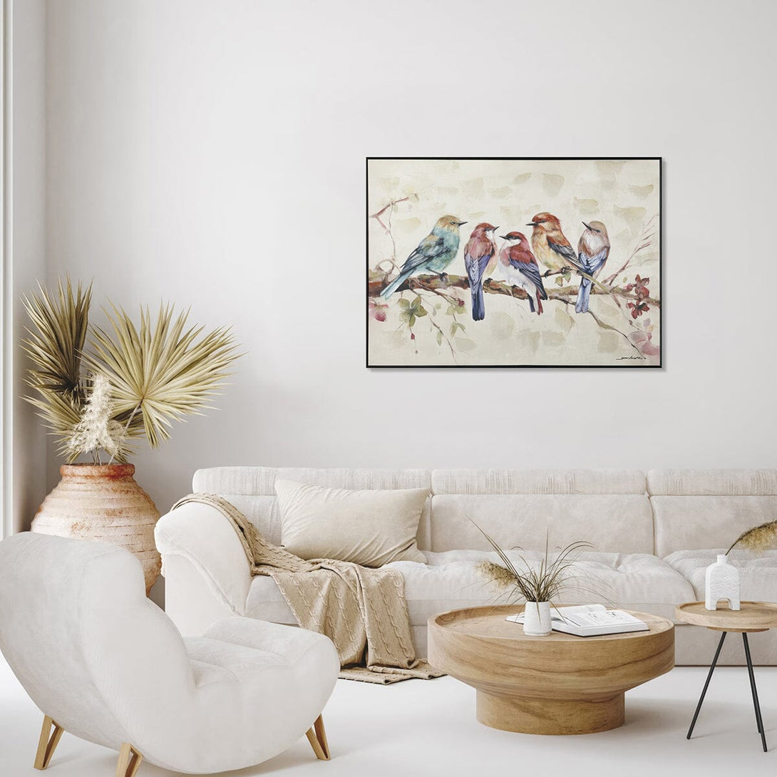 Branch Chatter - Five Birds Oil Painting#M6929 Painting artwepaint 