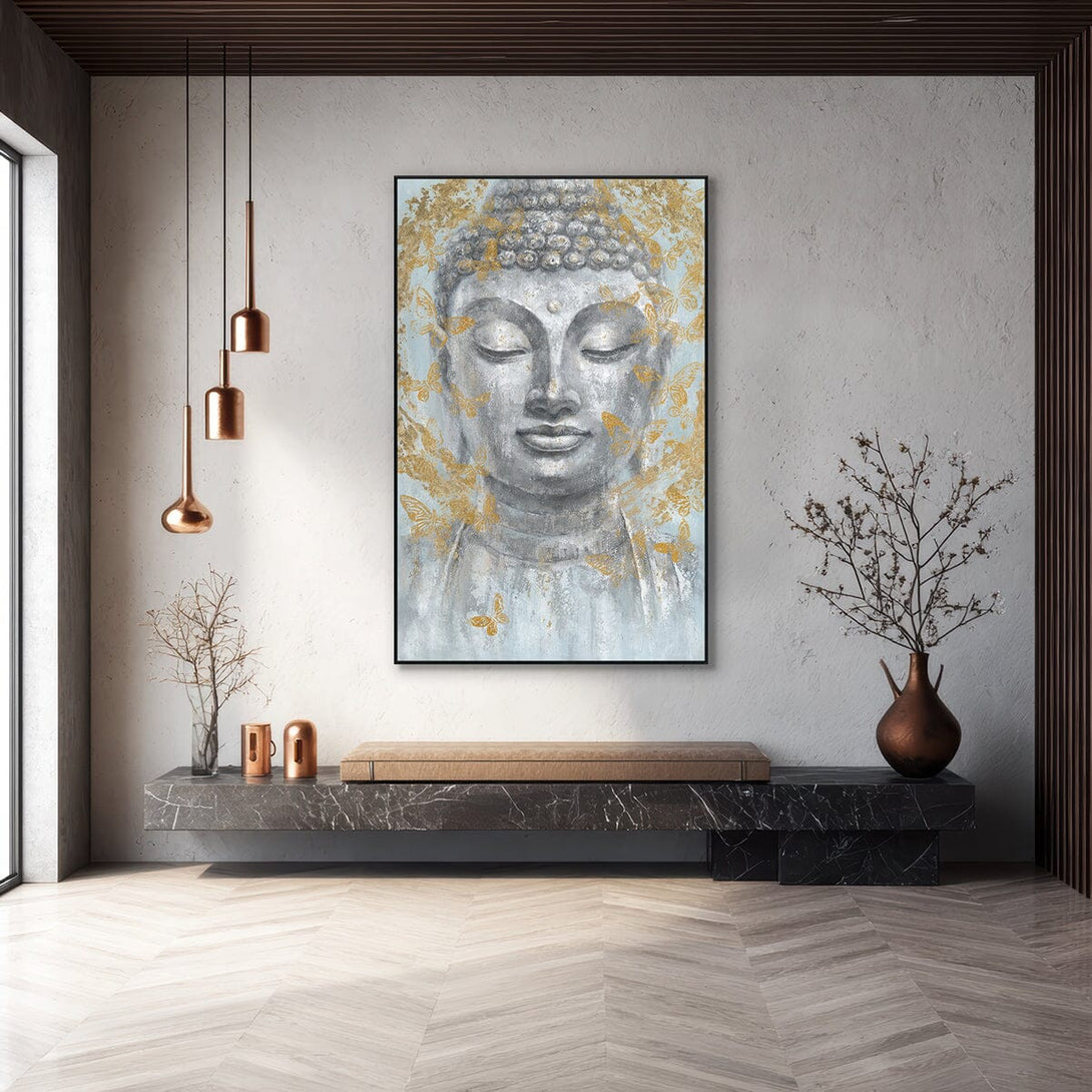 Butterfly Calm - Buddha Gold Leaf Artwork #L0539 Painting artwepaint 
