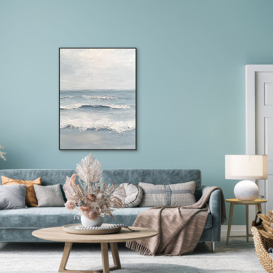 Calm Horizon – Grey Blue Seascape Painting#RCK7(78) Painting artwepaint 