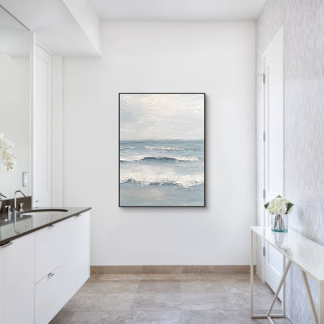 Calm Horizon – Grey Blue Seascape Painting#RCK7(78) Painting artwepaint 