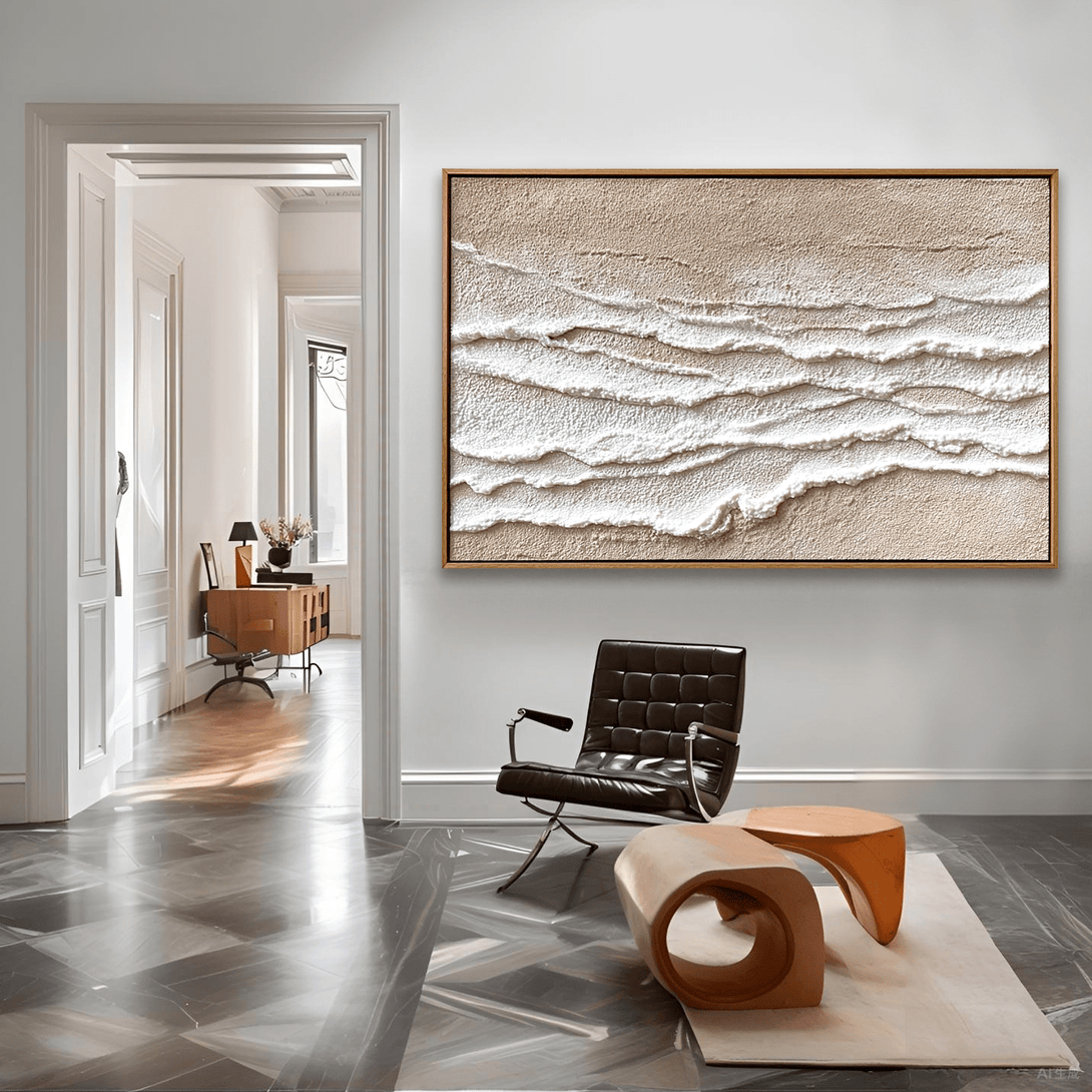 Calm Layers – Beige and White Textured Painting #93030 Painting artwepaint 