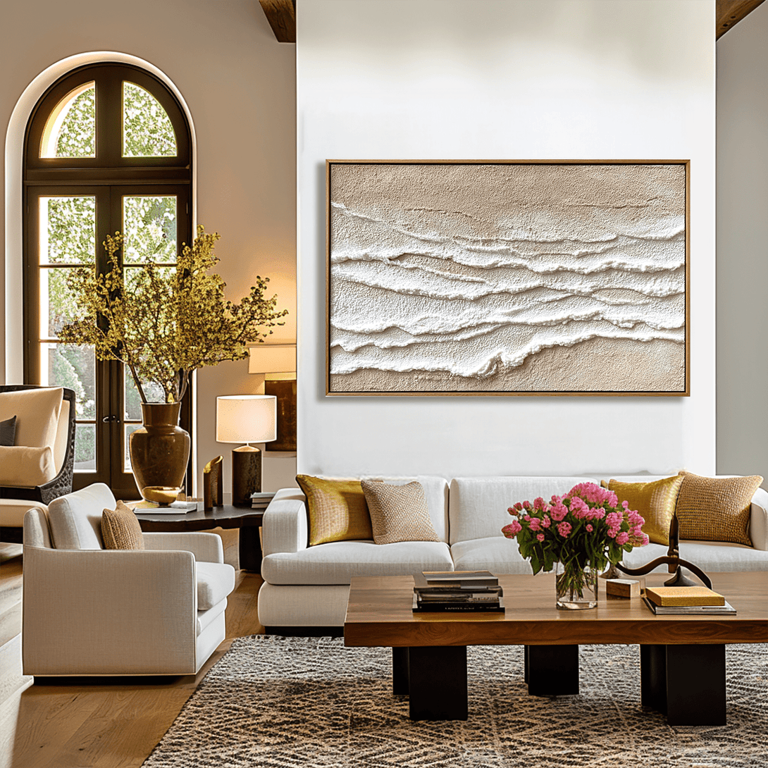 Calm Layers – Beige and White Textured Painting #93030 Painting artwepaint 