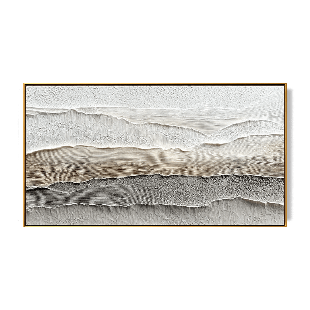Calm Layers – White Beige Textured Landscape Painting #93050 Painting artwepaint 