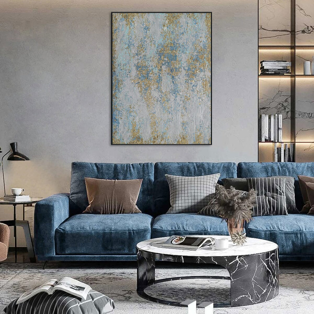 Celestial Blue-Gold Abstract Textured Painting #J5128 Painting artwepaint 