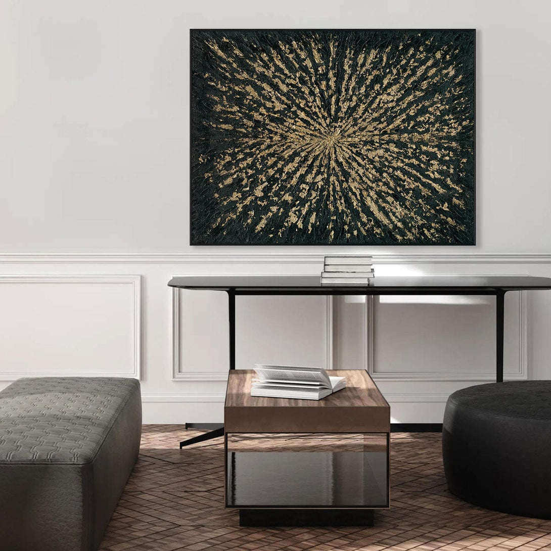 Celestial Burst - Black & Gold Abstract Painting #J5105 Painting artwepaint 