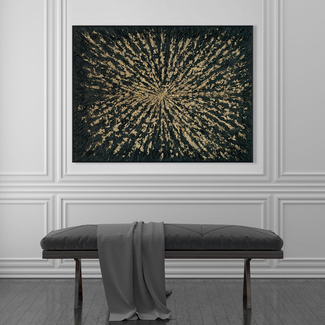 Celestial Burst - Black & Gold Abstract Painting #J5105 Painting artwepaint 
