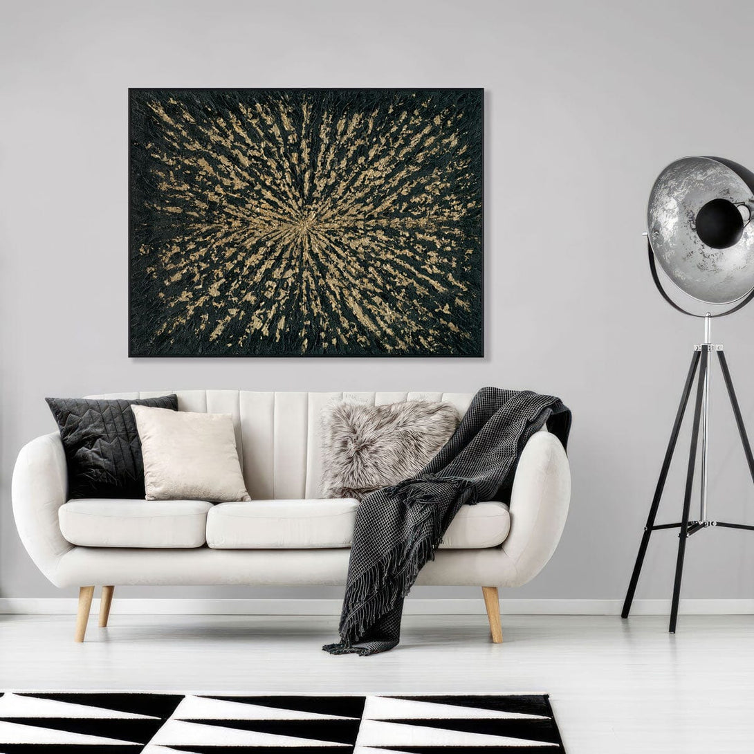 Celestial Burst - Black & Gold Abstract Painting #J5105 Painting artwepaint 