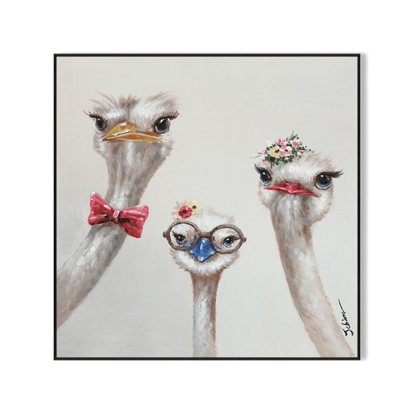 Charming Ostrich Trio – Whimsical Bird Painting#H0592 Painting artwepaint 