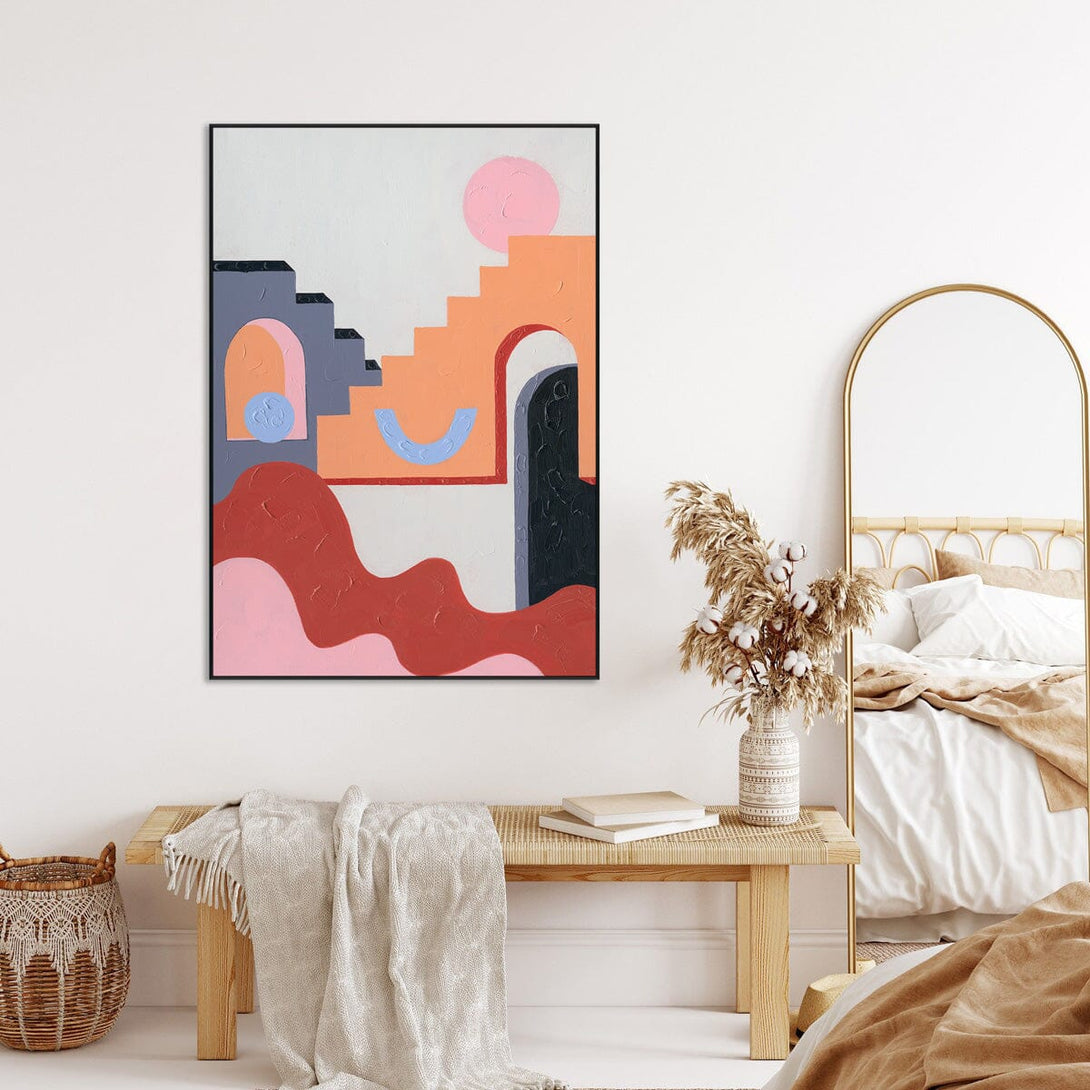 Chromatic Steps - Pink Orange Gray Abstract #J2532 Painting artwepaint 