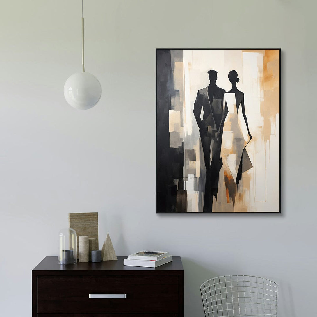 City Shadows - Black and Beige Couple Abstract Painting #PH0105(3) Painting artwepaint 