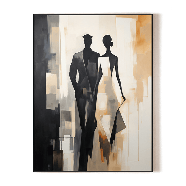 City Shadows - Black and Beige Couple Abstract Painting #PH0105(3) Painting artwepaint 