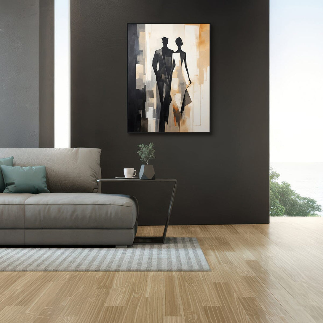 City Shadows - Black and Beige Couple Abstract Painting #PH0105(3) Painting artwepaint 