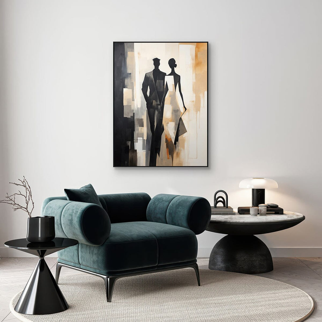 City Shadows - Black and Beige Couple Abstract Painting #PH0105(3) Painting artwepaint 