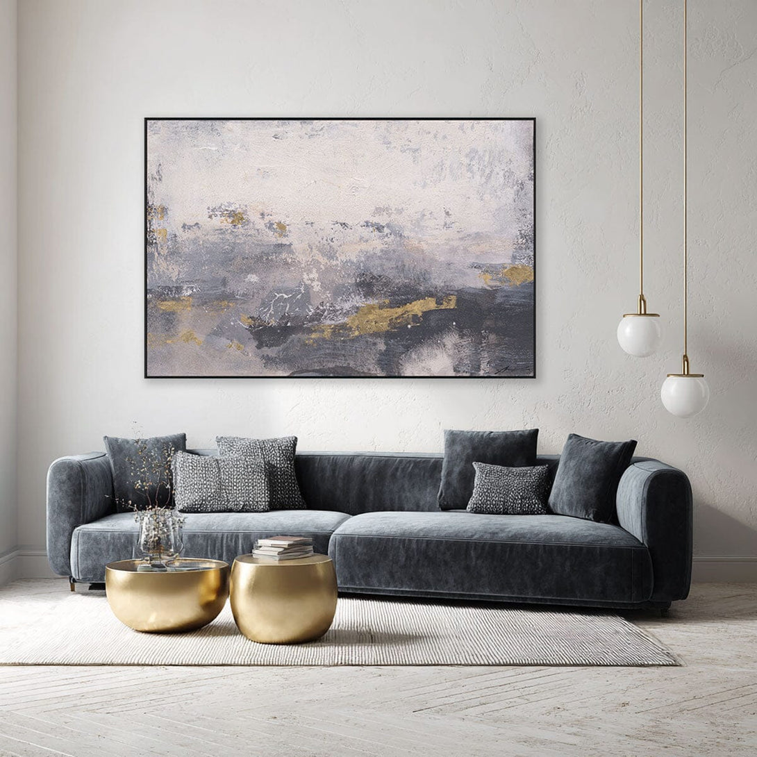 Cloud Shadows - Gray & Gold Abstract #M8023 Painting artwepaint 