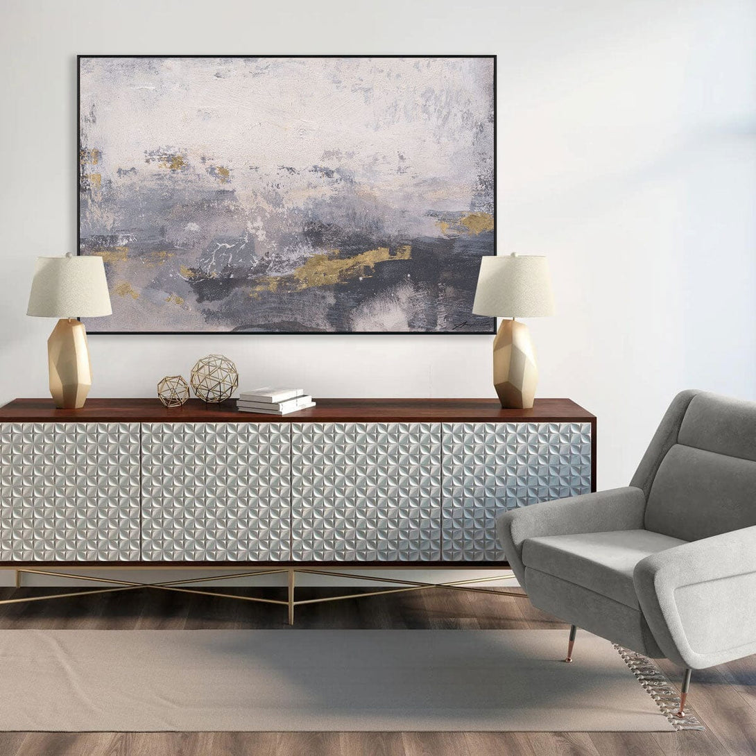 Cloud Shadows - Gray & Gold Abstract #M8023 Painting artwepaint 