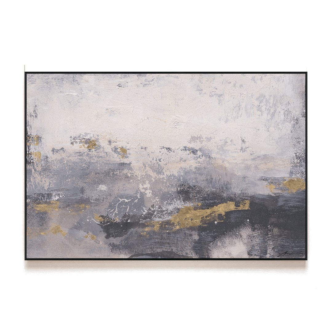 Cloud Shadows - Gray & Gold Abstract #M8023 Painting artwepaint 
