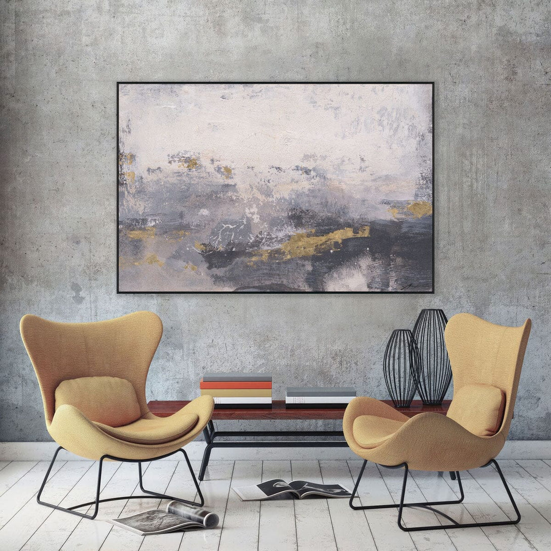 Cloud Shadows - Gray & Gold Abstract #M8023 Painting artwepaint 