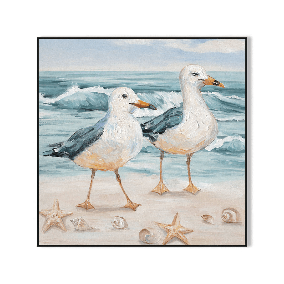 Coastal Companions – Seagulls by the Sea #M3507 Painting artwepaint 