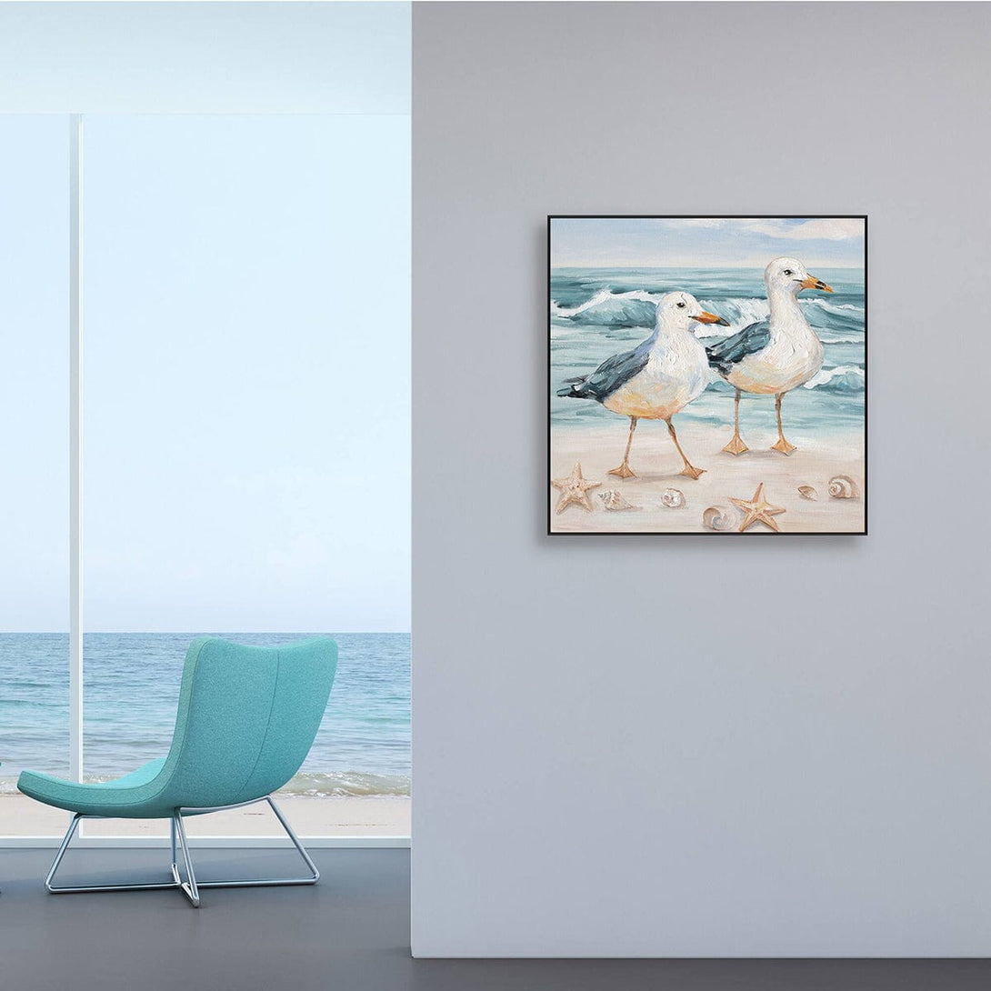 Coastal Companions – Seagulls by the Sea #M3507 Painting artwepaint 