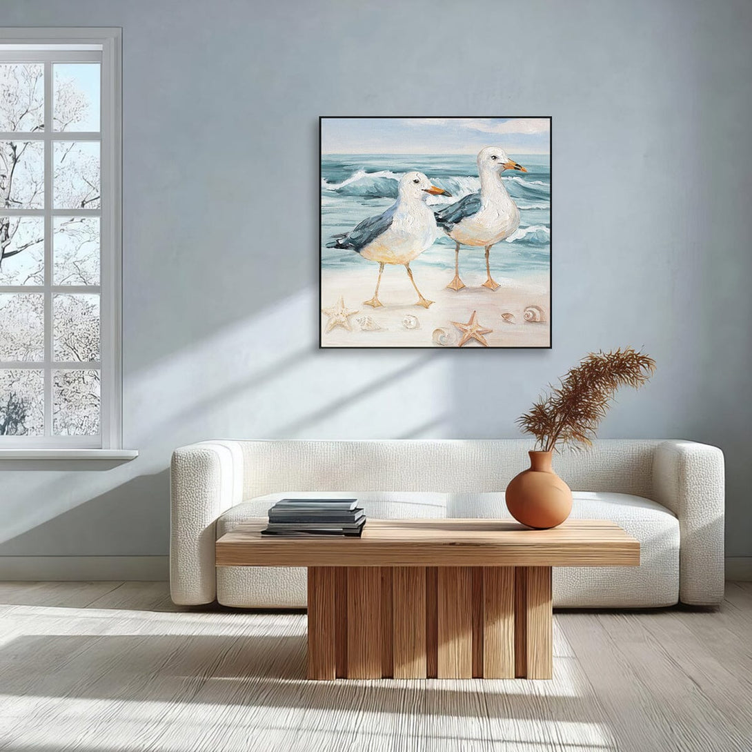 Coastal Companions – Seagulls by the Sea #M3507 Painting artwepaint 