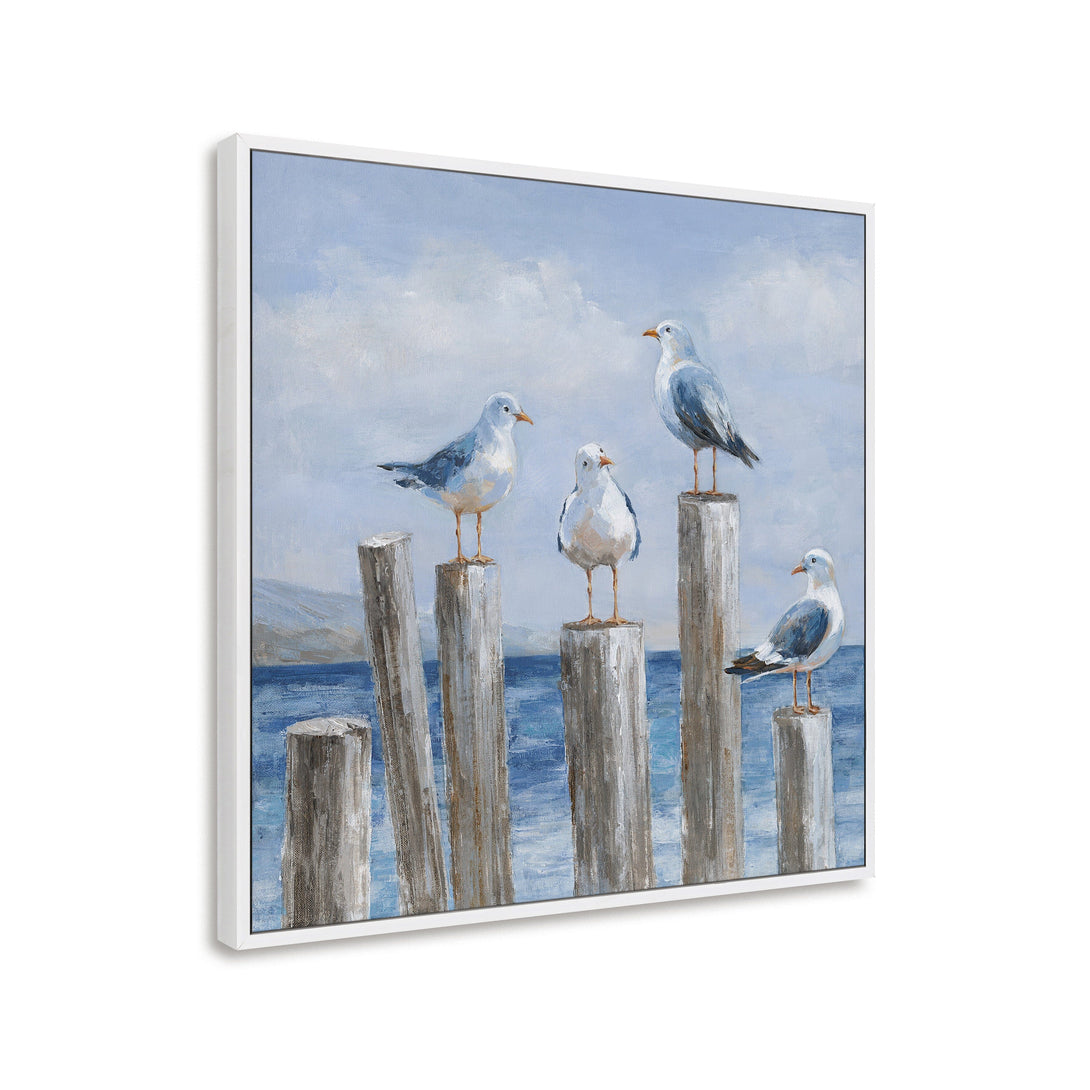 Coastal Seagulls - Blue White Seascape Animal Painting #M0627 Painting artwepaint 
