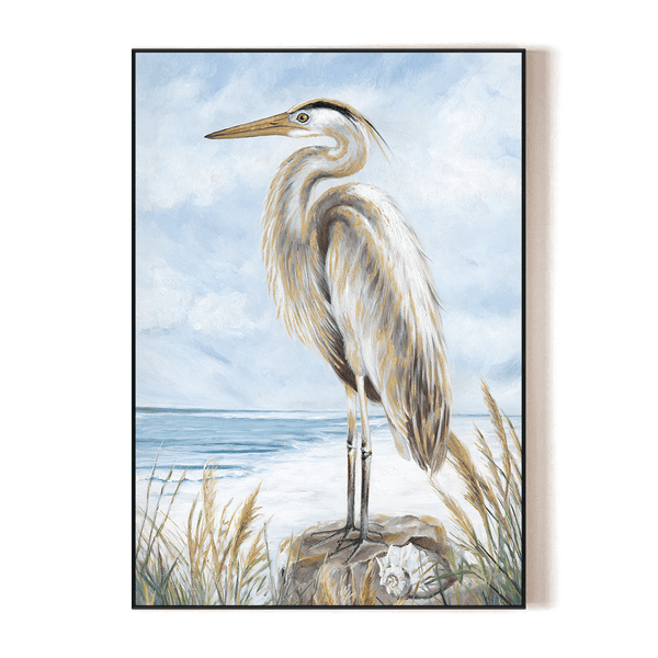 Coastal Sentinel – Egret Gold Foil Painting#L2047 Painting artwepaint 
