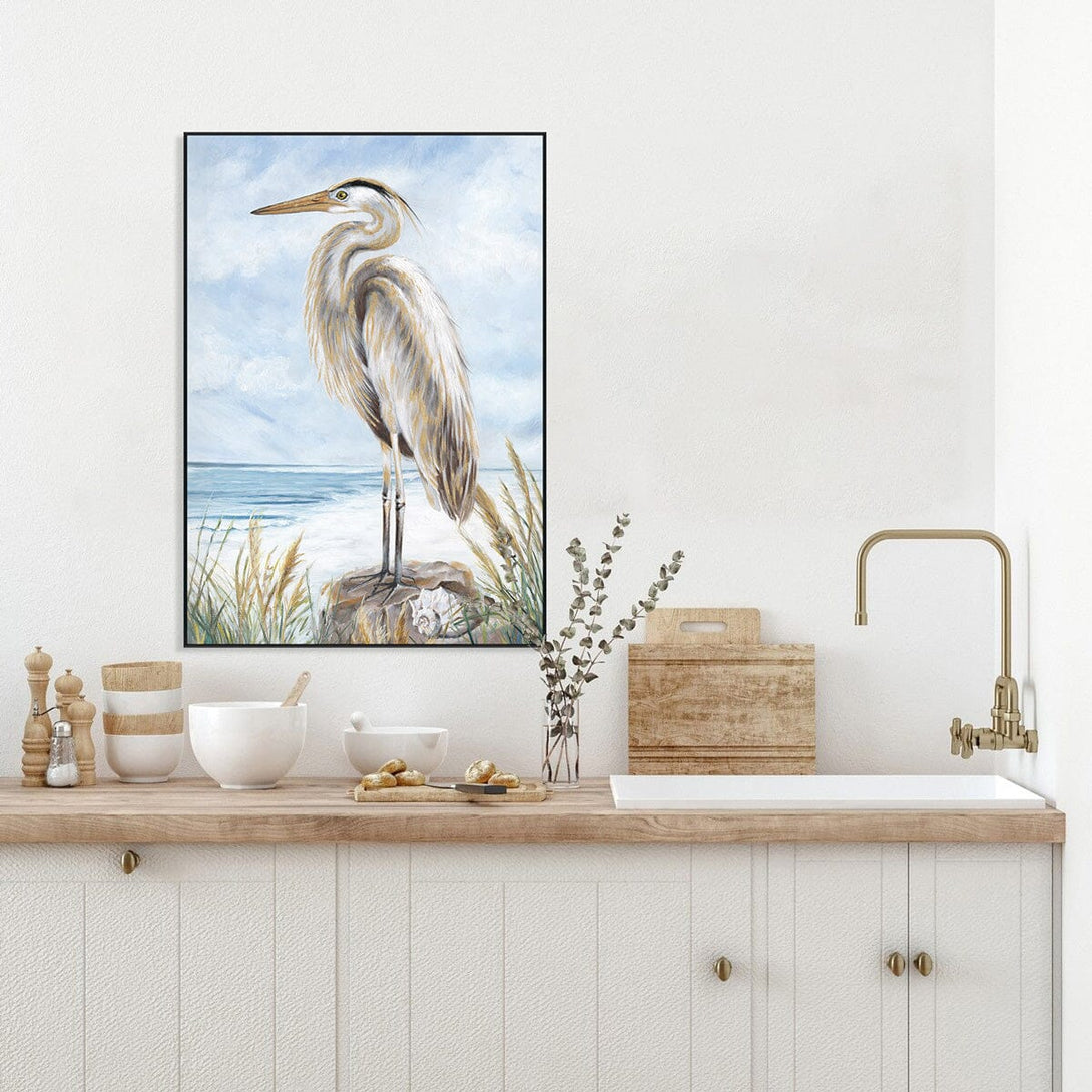 Coastal Sentinel – Egret Gold Foil Painting#L2047 Painting artwepaint 