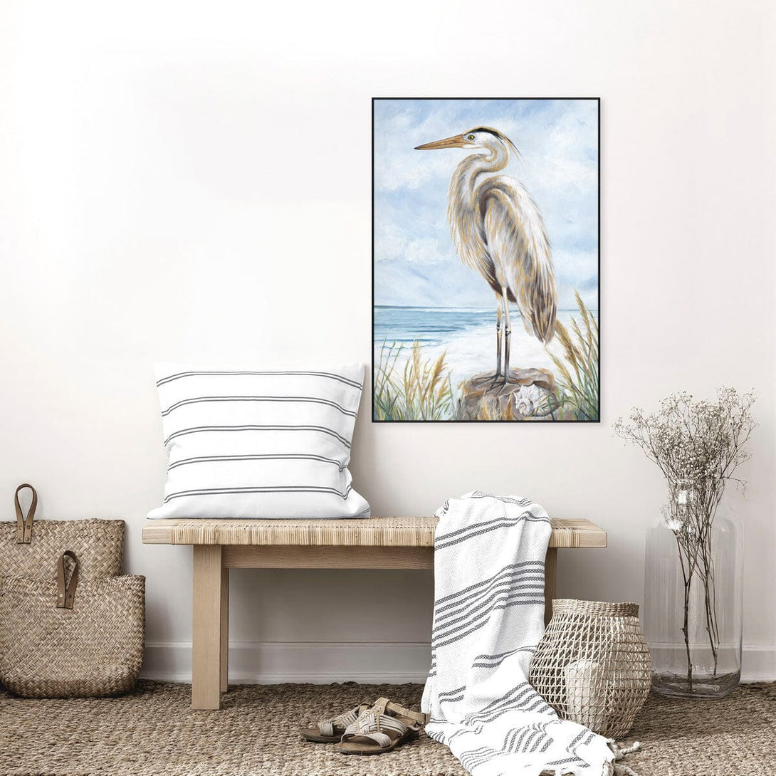 Coastal Sentinel – Egret Gold Foil Painting#L2047 Painting artwepaint 