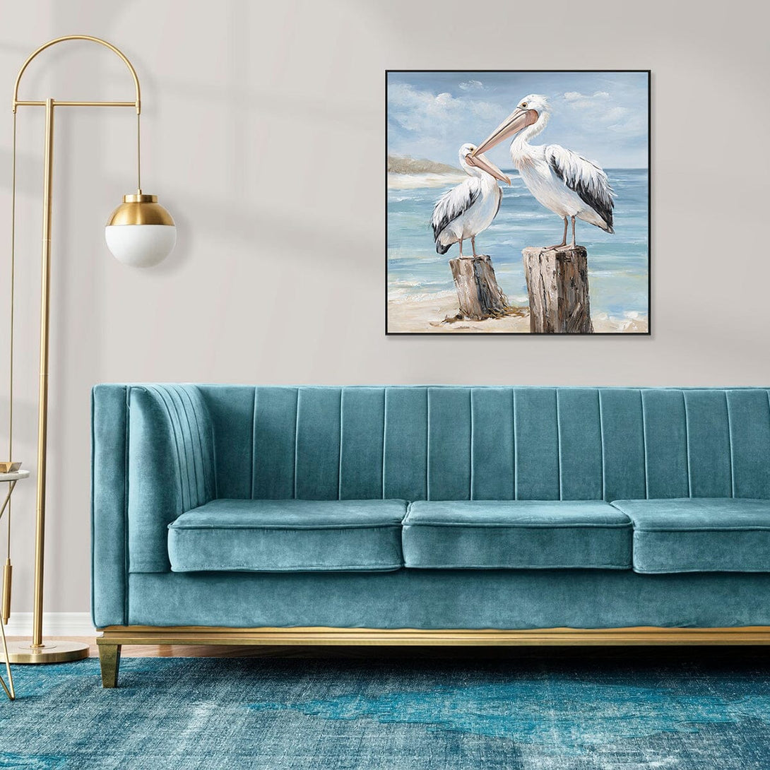 Coastal Watch - Pelican Pair Oil Painting#M3718 Painting artwepaint 
