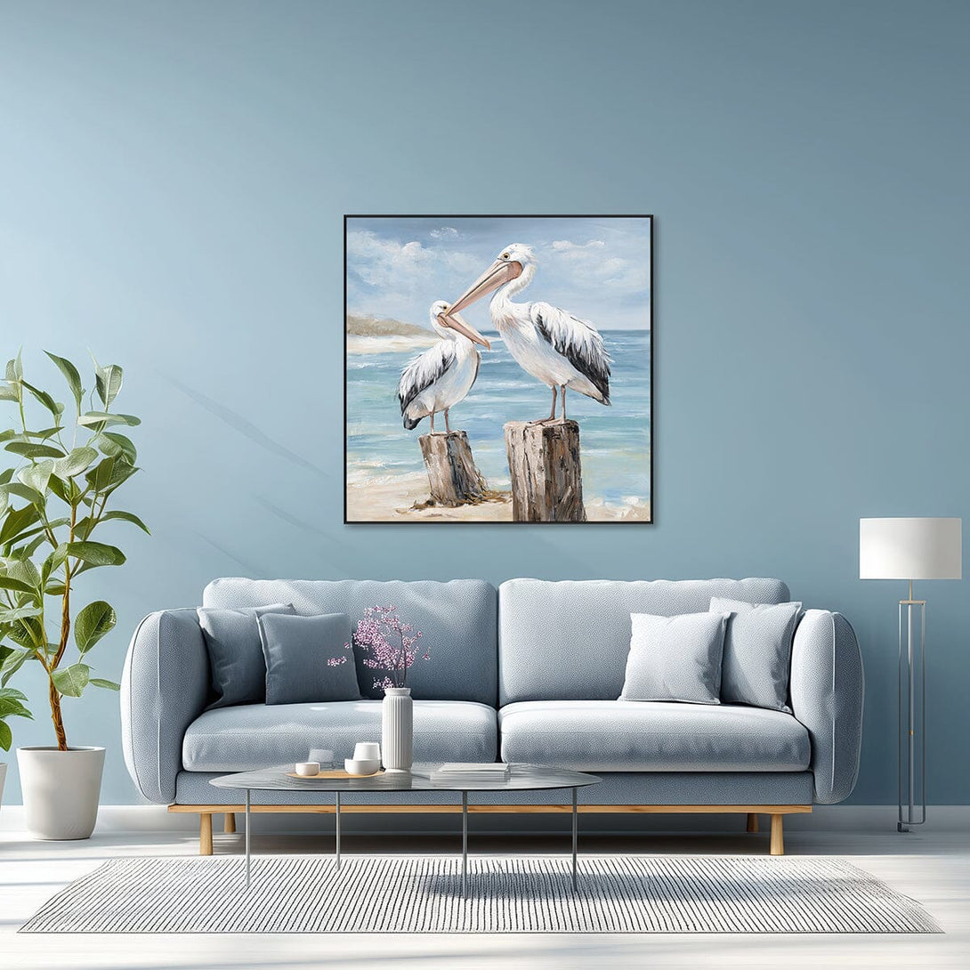 Coastal Watch - Pelican Pair Oil Painting#M3718 Painting artwepaint 