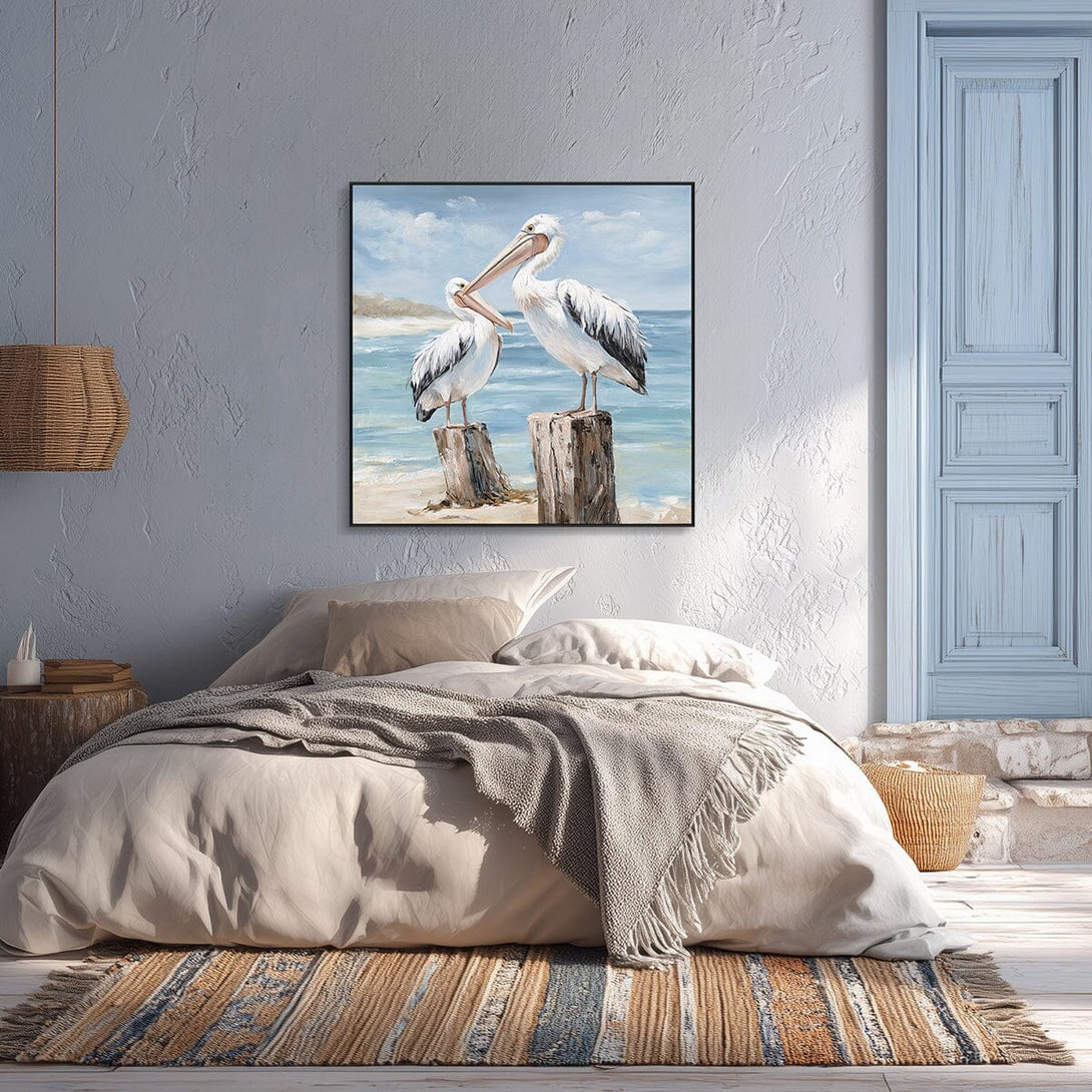 Coastal Watch - Pelican Pair Oil Painting#M3718 Painting artwepaint 