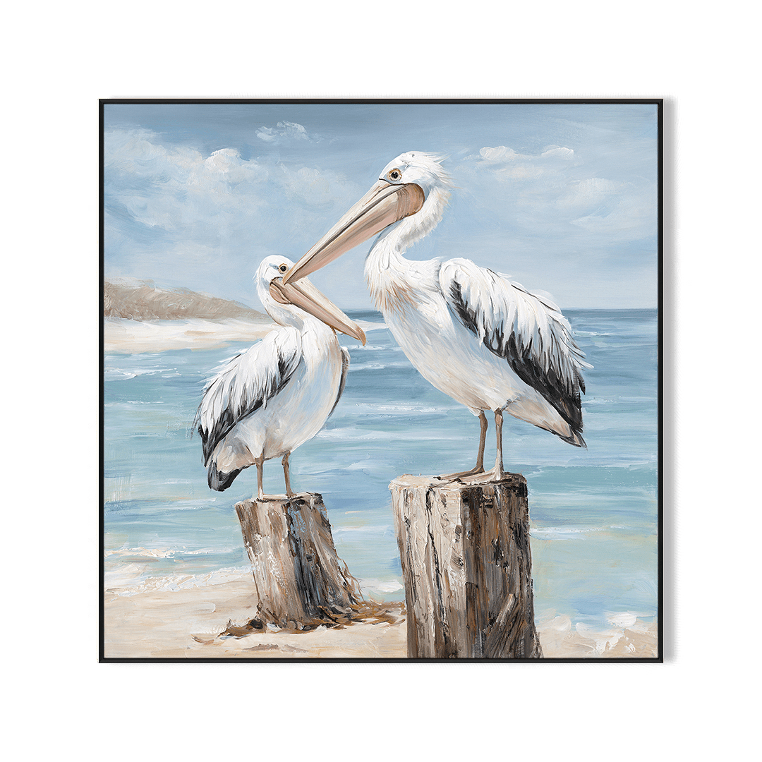 Coastal Watch - Pelican Pair Oil Painting#M3718 Painting artwepaint 