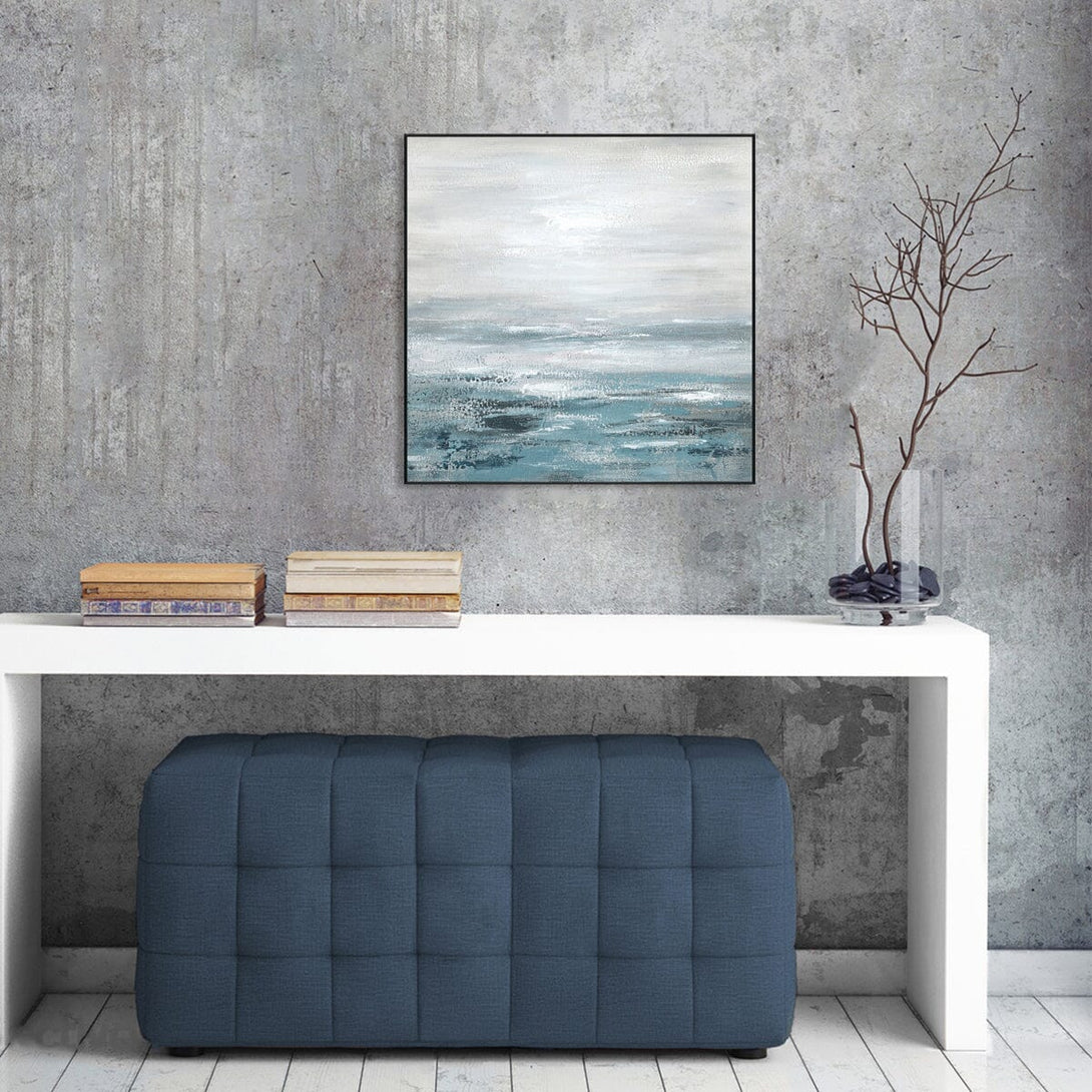 Coastal Whisper - Grey Blue Textured Abstract #J2647 Painting artwepaint 