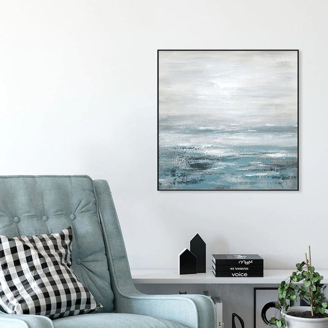 Coastal Whisper - Grey Blue Textured Abstract #J2647 Painting artwepaint 