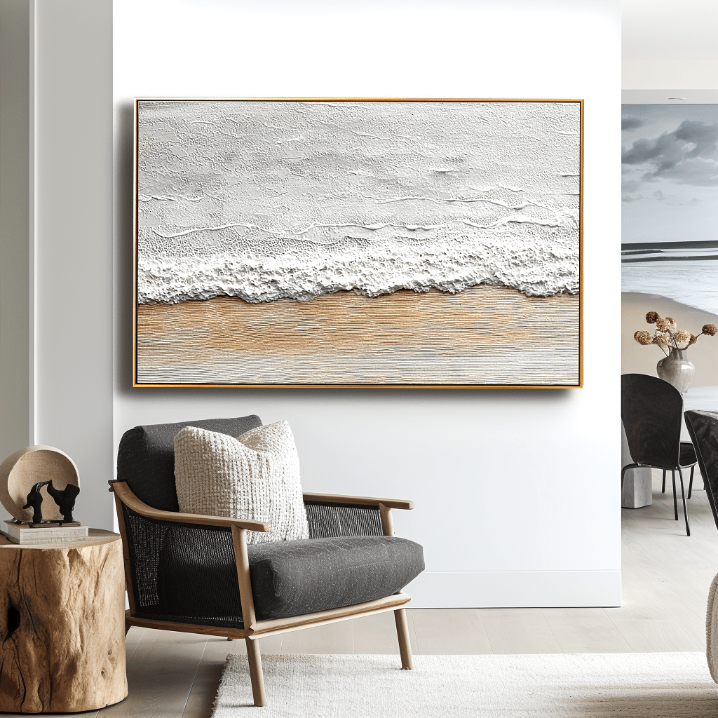 Coastal Whisper – White Beige Textured Painting #93033 Painting artwepaint 